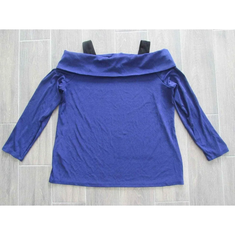 Chico's Cold-Shoulder Top Women's Size 3 Purple Acetate Blend Preppy - Picture 3 of 8